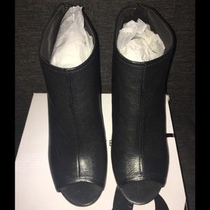 Nine West Black Wedge Peep toe Zip Back Bootie